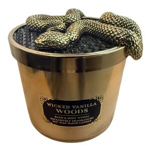 NEW Bath & Body Works  3 Wick Wicked Vanilla Woods Candle With Snake Lid 14.5 Oz